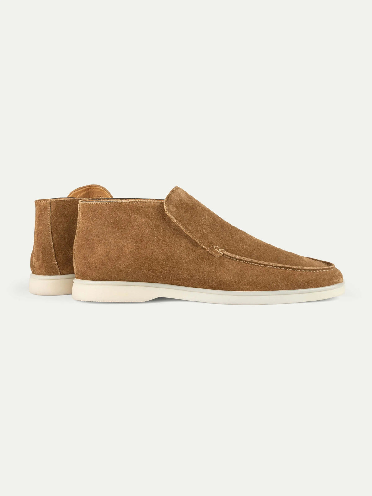 Men’s Brown High Top Suede Loafers With White Sole, view 3