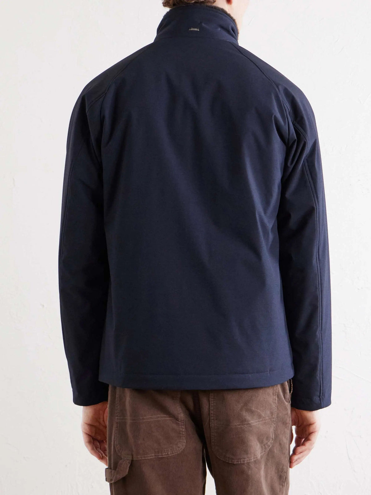 Men's Fur Trimmed Zip Up Bomber Jacket with Raglan Sleeves, view 3