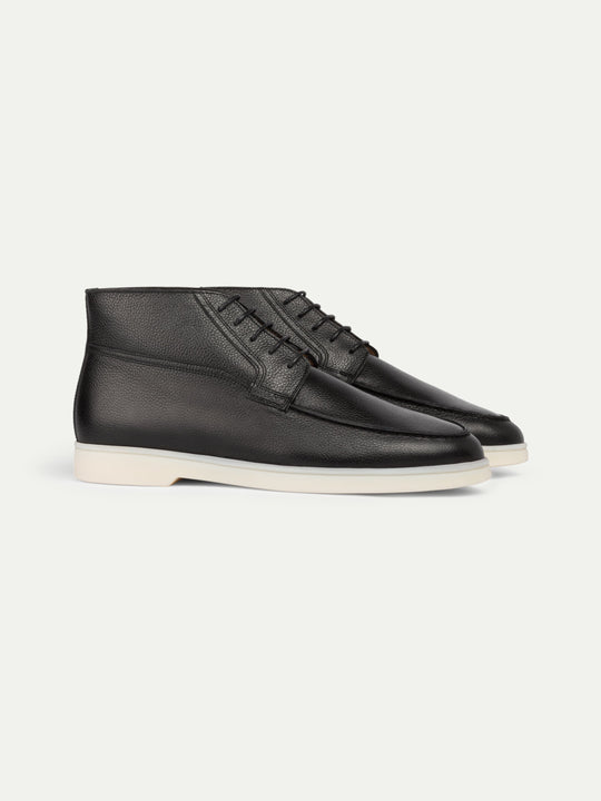Men's Leather Lace Up Ankle Shoes with White Sole
