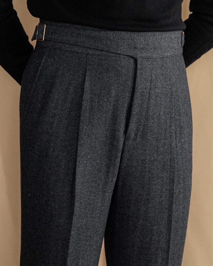 High-Rise Wool Blend Tailored Trousers