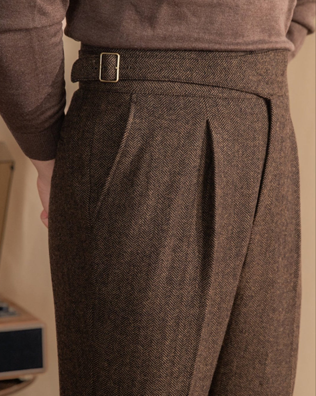 High-Rise Wool Blend Tailored Trousers