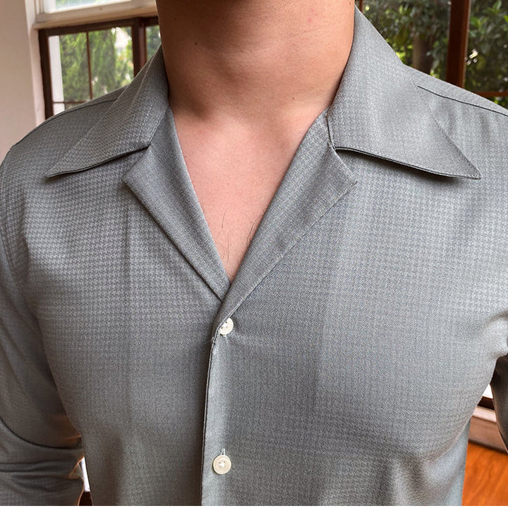 Classic Cotton Blend Shirt with Spread Collar