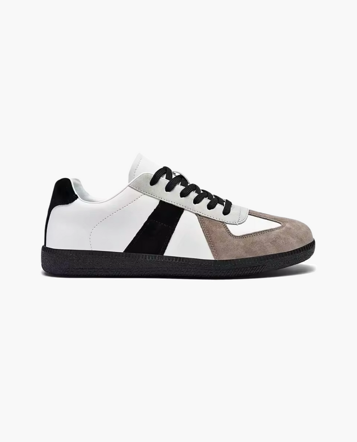 GATS Premium Leather and Suede Sneakers Black and Grey – Retro Gum Sole Casual Shoes