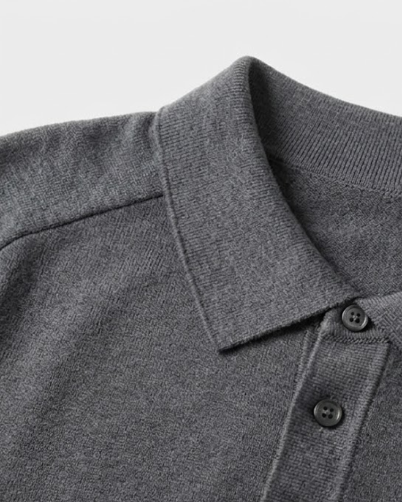 100% Wool Long Sleeve Polo Shirt
