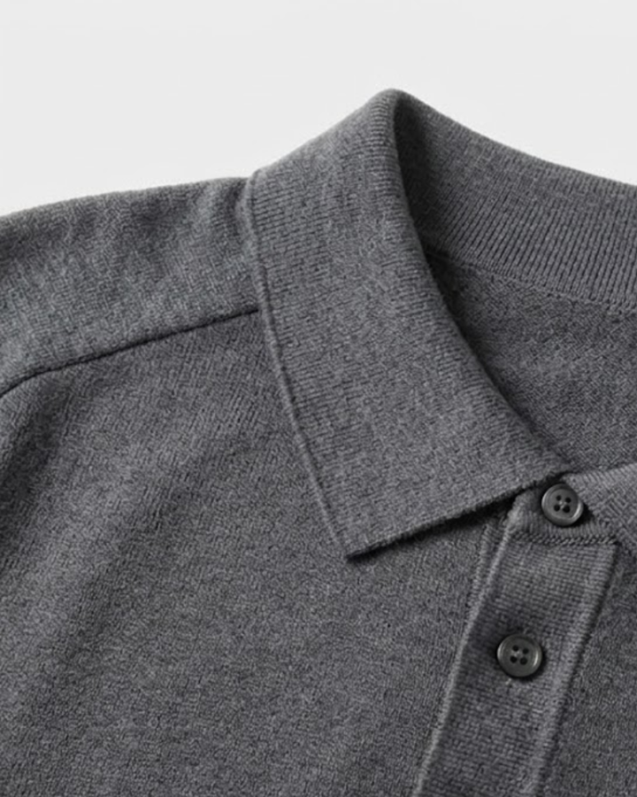 100% Wool Long Sleeve Polo Shirt