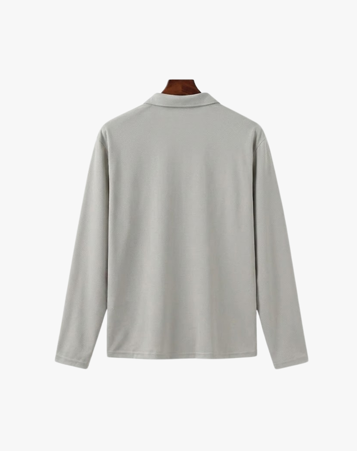 Stretch Knit Polo Shirt with Button Placket