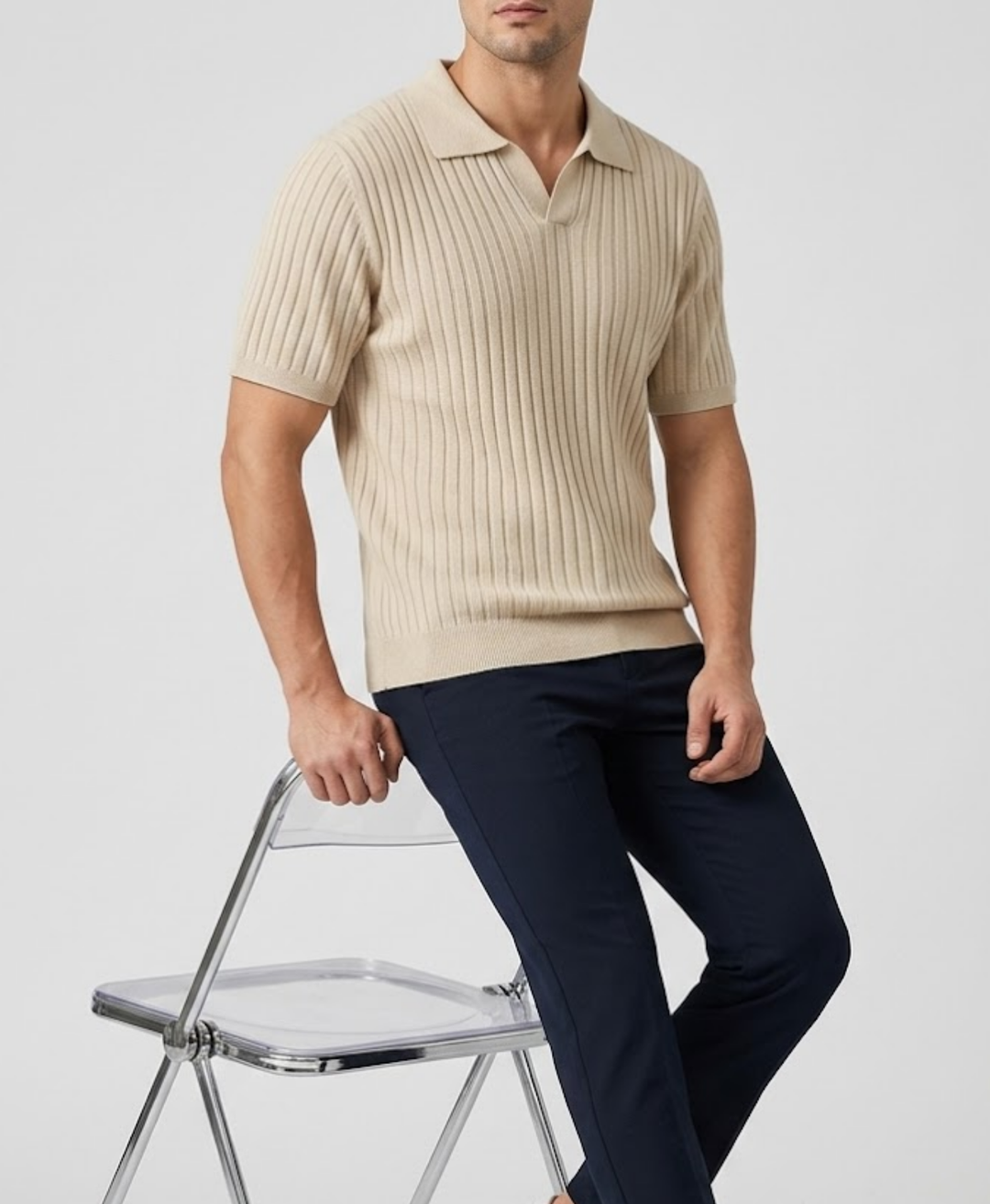 Classic Structured Knit Polo Shirt