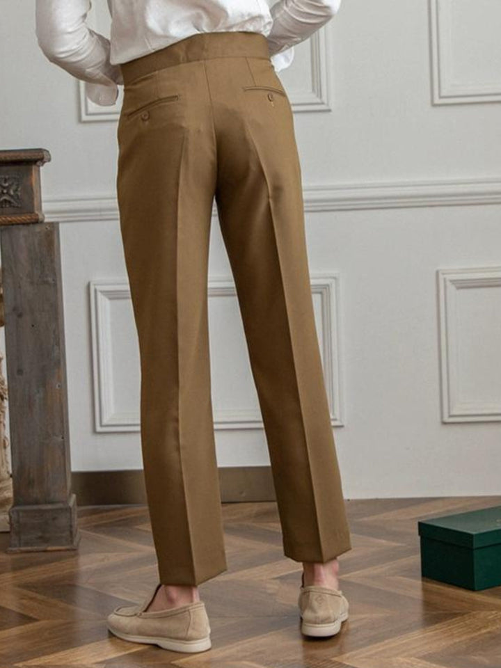 Single Pleat Belted Trousers
