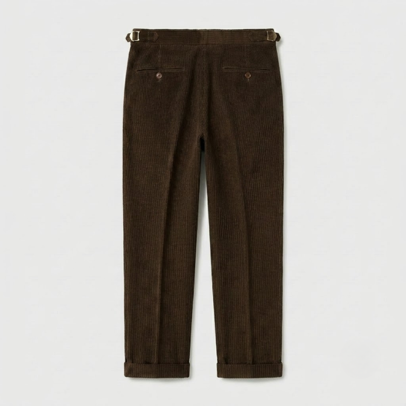 High-Rise Pleated Corduroy Trousers