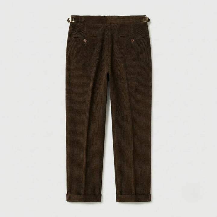High-Rise Pleated Corduroy Trousers