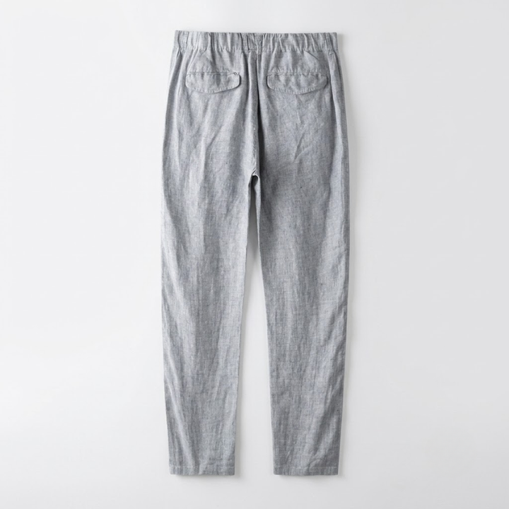 Relaxed Tapered Linen Trousers with Drawstring Waist