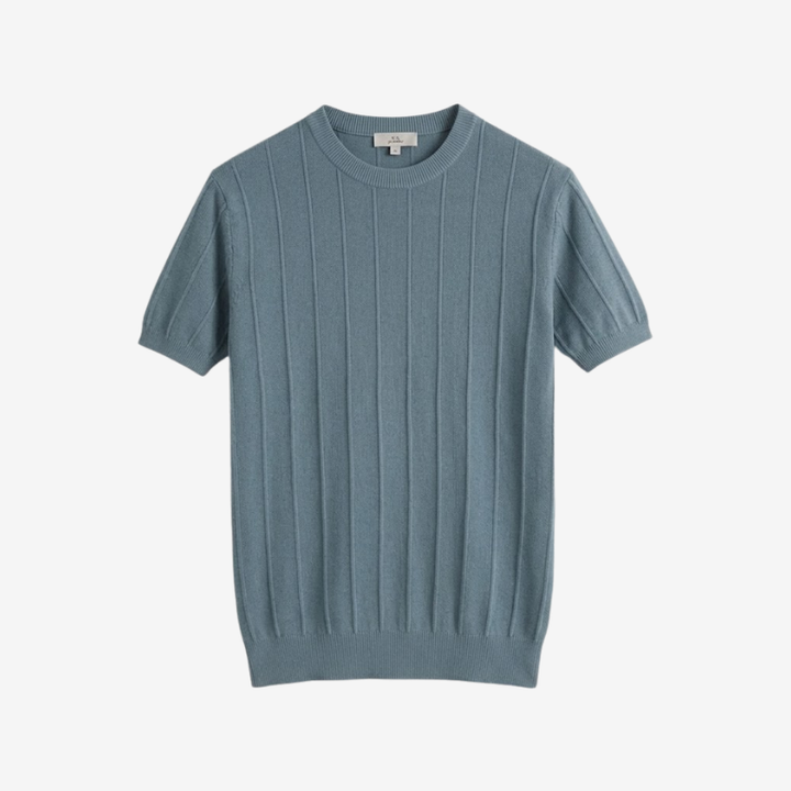 Classic Ribbed Cotton Blend Knit Shirt
