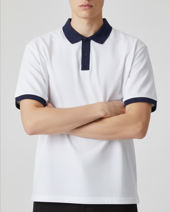 Evan Contrast-Knit Polo Shirt