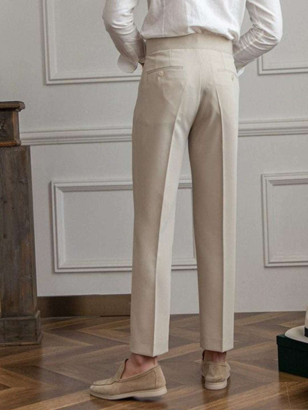 Single Pleat Belted Trousers