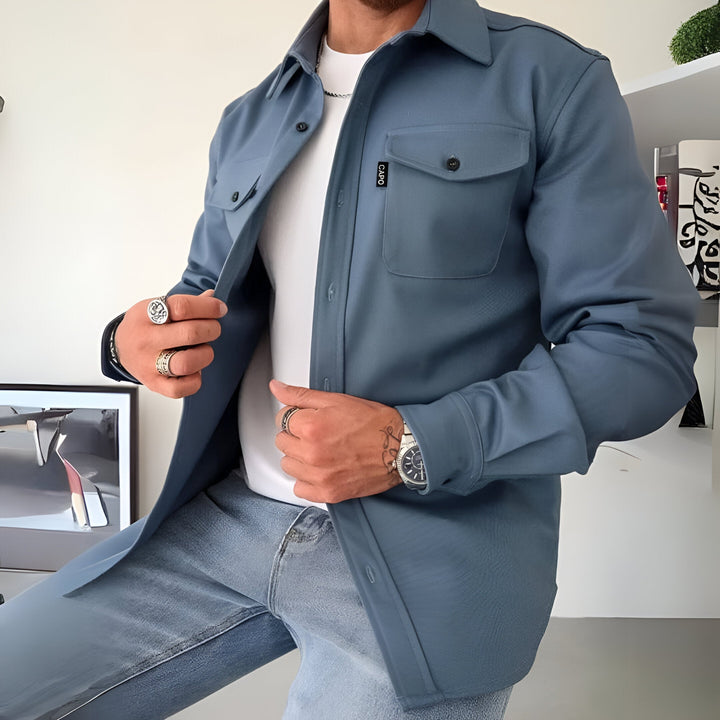 Classic Button-Up Overshirt with Chest Pockets