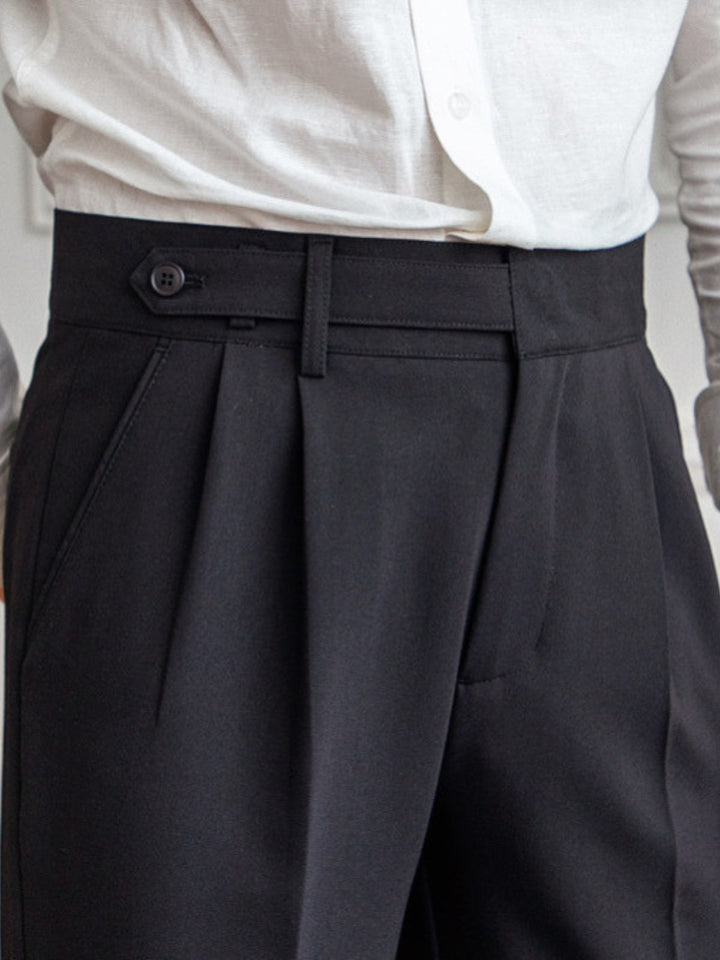 Single Pleat Belted Trousers