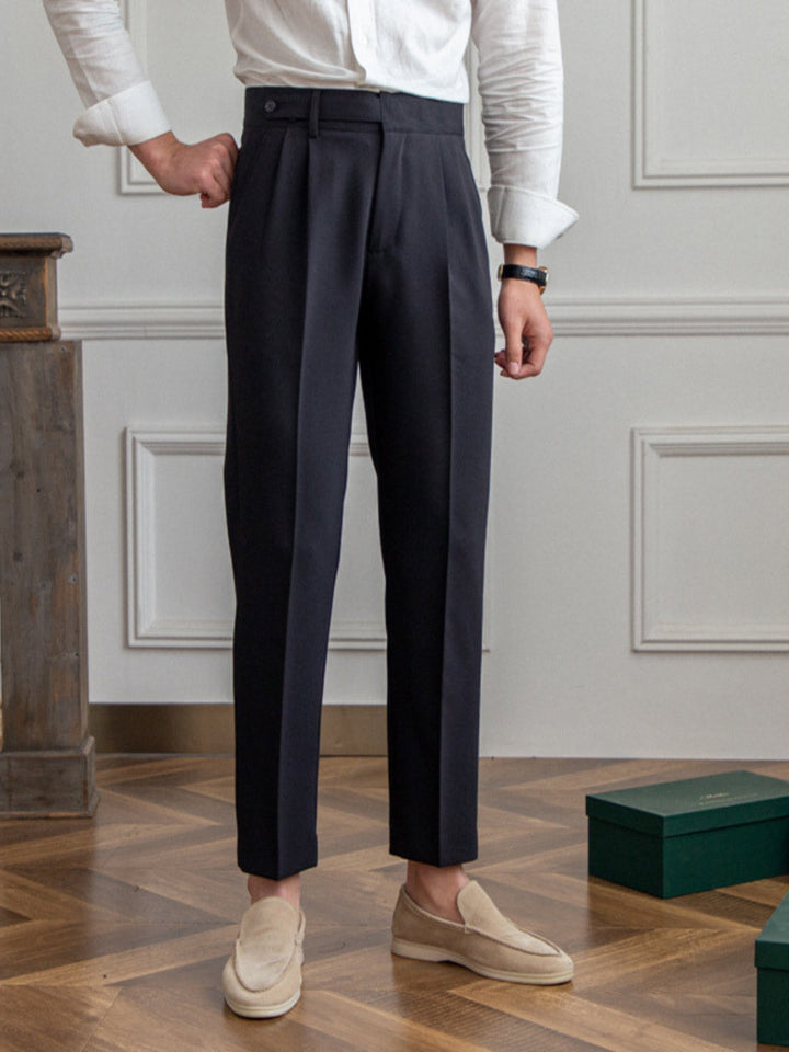 Single Pleat Belted Trousers