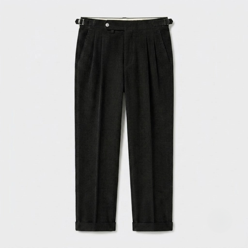 High-Rise Pleated Corduroy Trousers