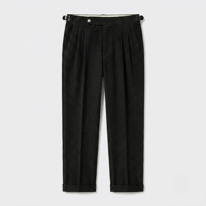 High-Rise Pleated Corduroy Trousers