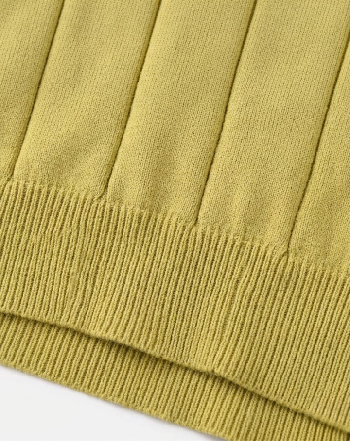 Stretch Knit Polo Shirt with Open Collar