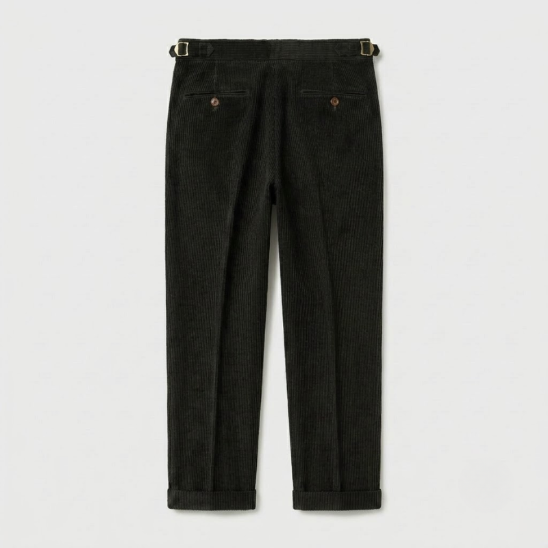 High-Rise Pleated Corduroy Trousers