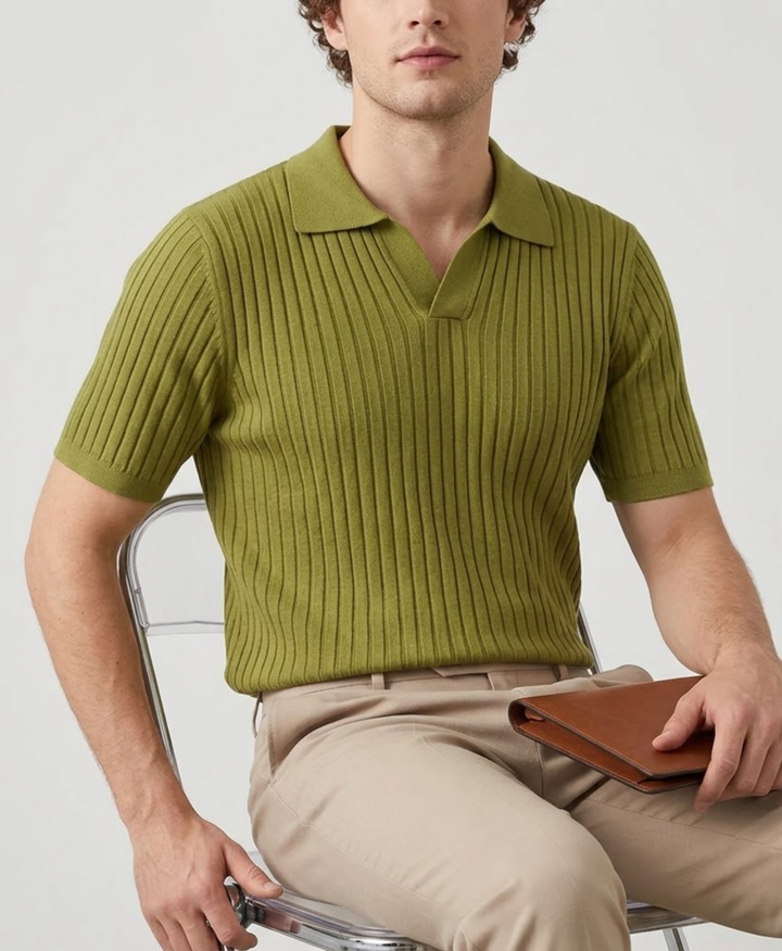 Classic Structured Knit Polo Shirt