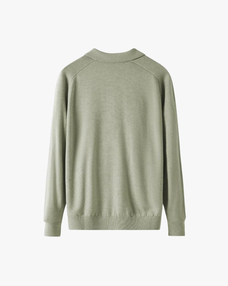 100% Wool Long Sleeve Polo Shirt