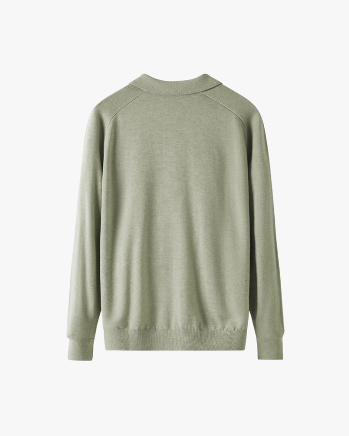 100% Wool Long Sleeve Polo Shirt