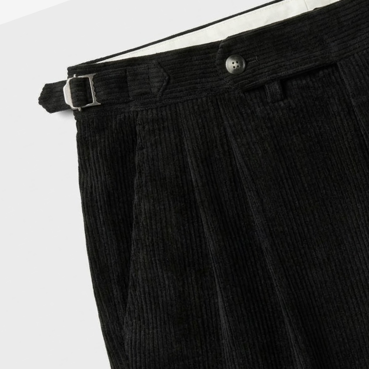 High-Rise Pleated Corduroy Trousers
