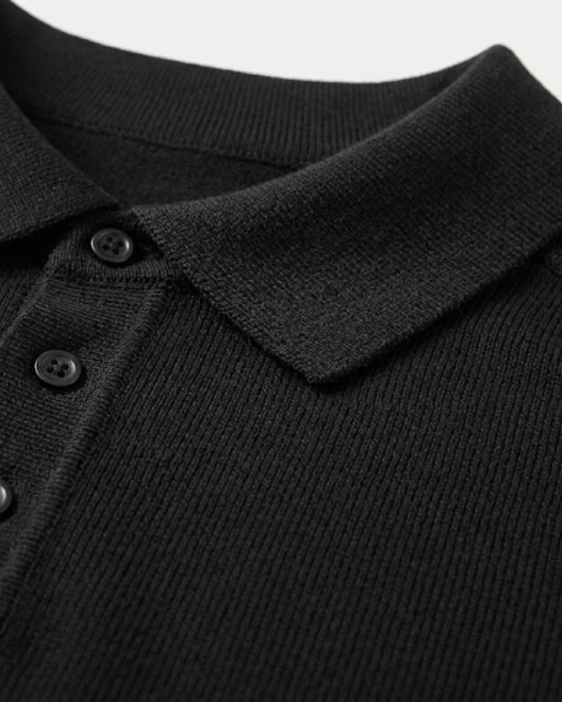 100% Wool Long Sleeve Polo Shirt