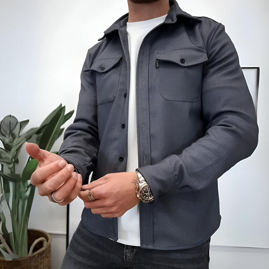 Classic Button-Up Overshirt with Chest Pockets