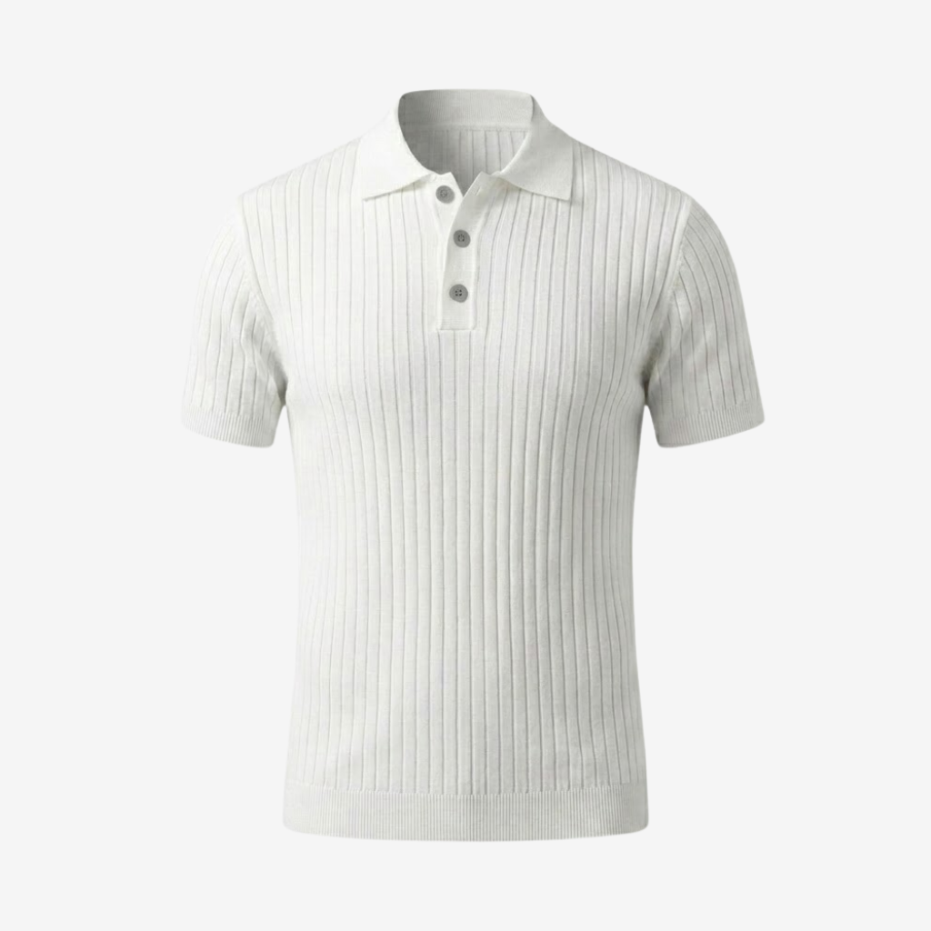 Classic Ribbed Knit Polo Shirt