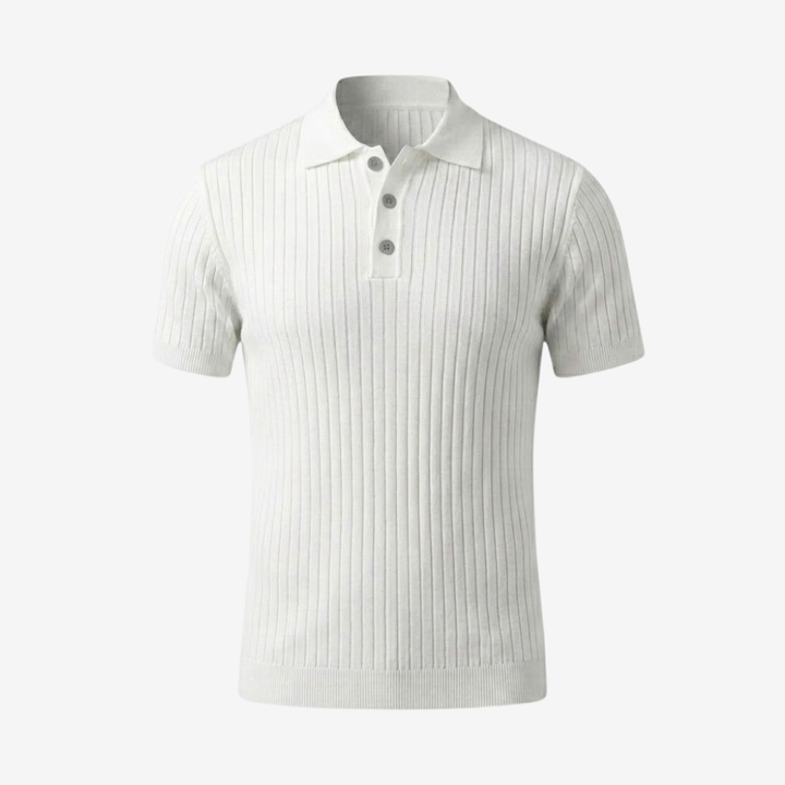 Classic Ribbed Knit Polo Shirt