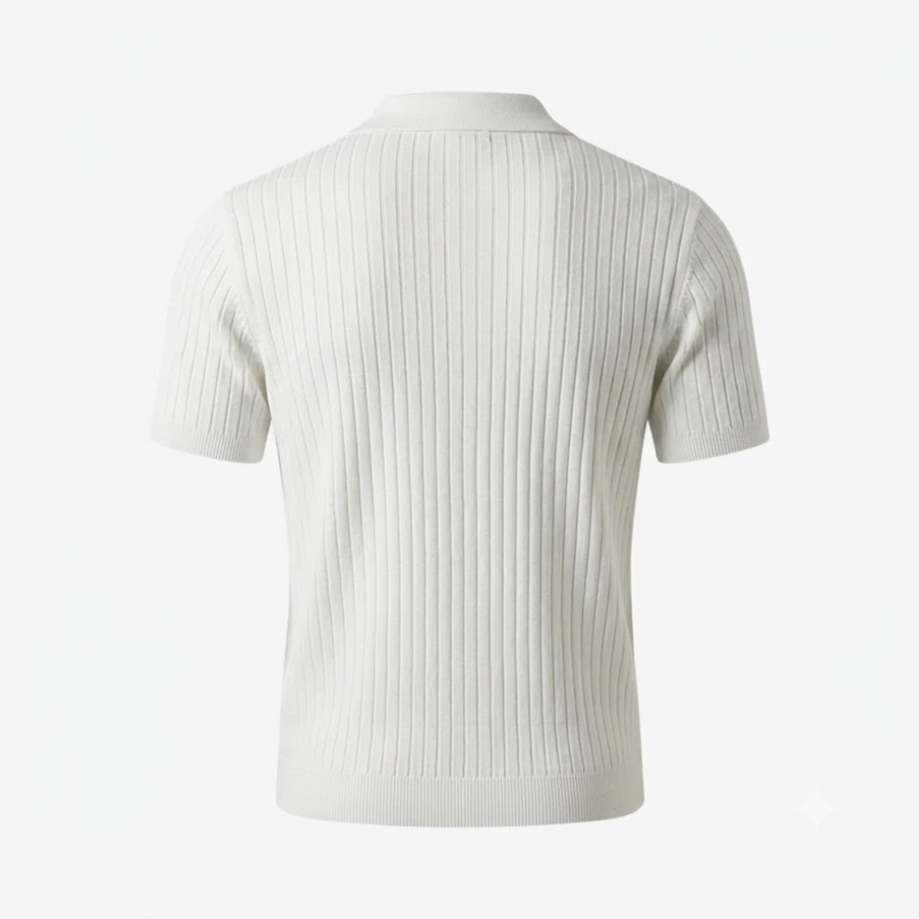 Classic Ribbed Knit Polo Shirt