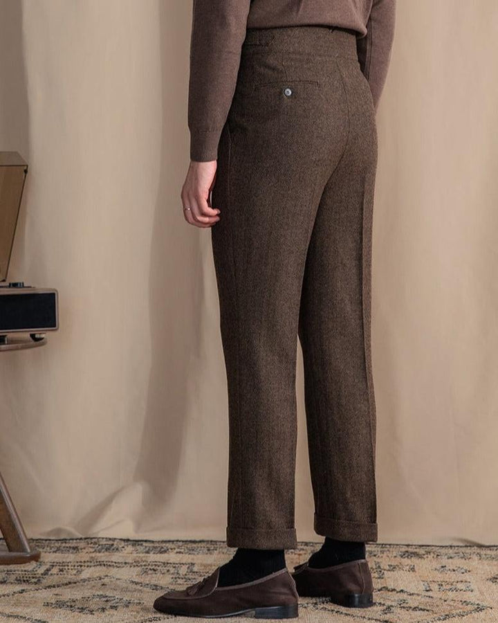 High-Rise Wool Blend Tailored Trousers