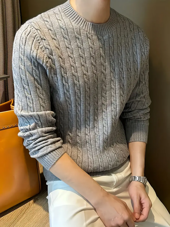 Classic Cable Knit Crewneck Sweater