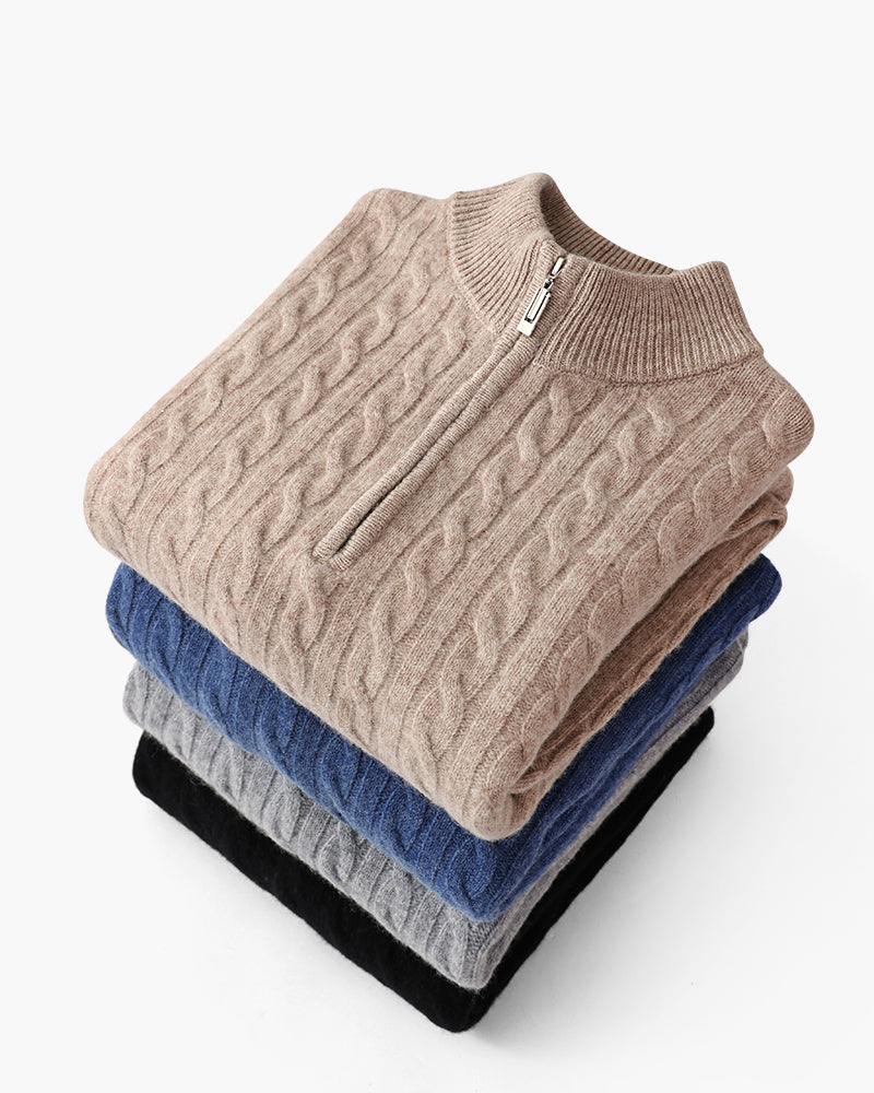 Harlan Cable-Knit Half-Zip Sweater