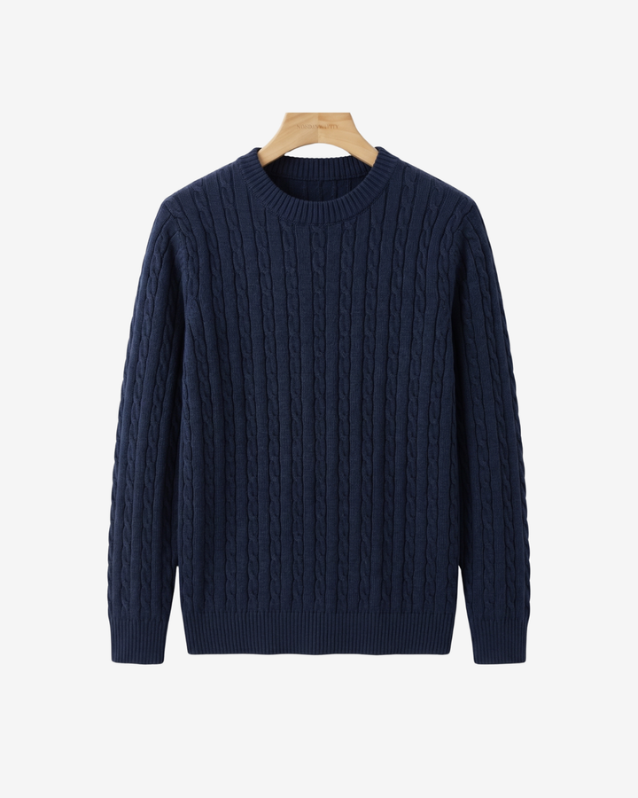 Classic Cable Knit Crewneck Sweater