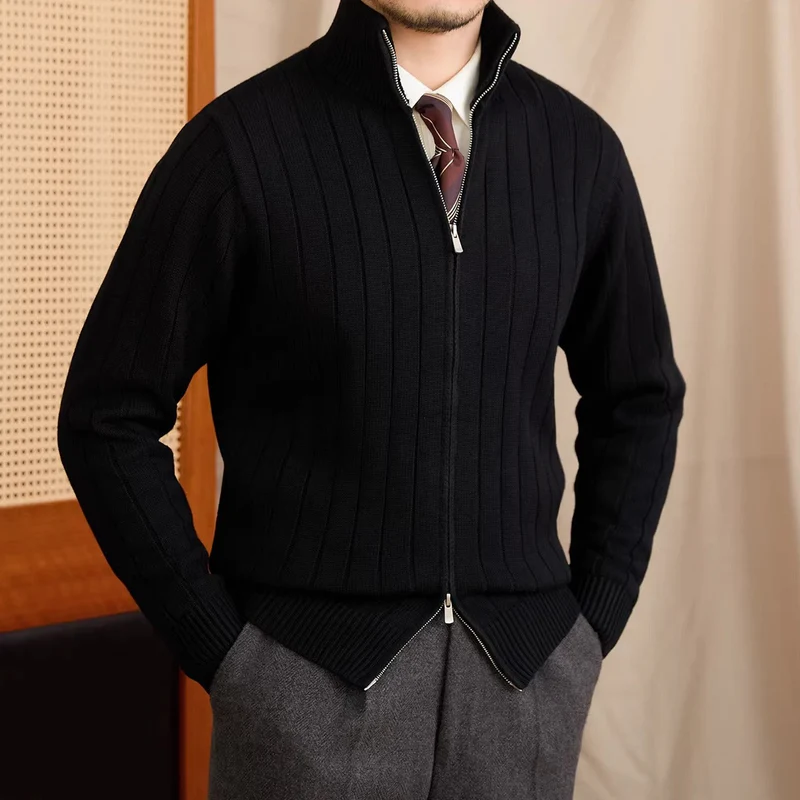 Simone Ribbed Zip-Up Cardigan