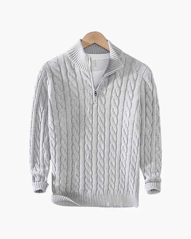Cable Knit Quarter-Zip Sweater
