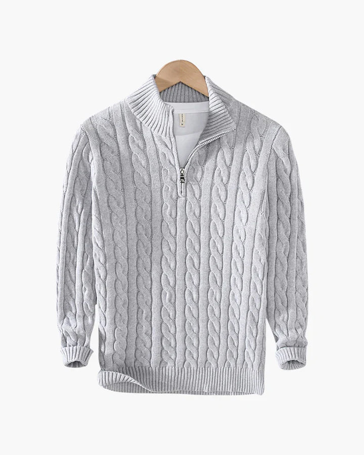Cable Knit Quarter-Zip Sweater
