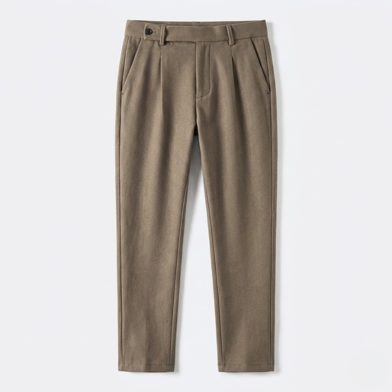 Pleated Wool Blend Tapered Trousers