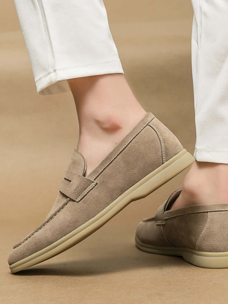 Classic Beige Suede Loafers