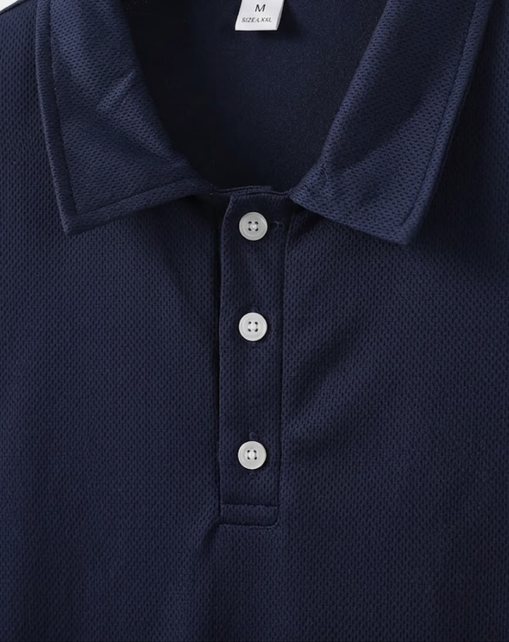 Stretch Knit Polo Shirt with Button Placket