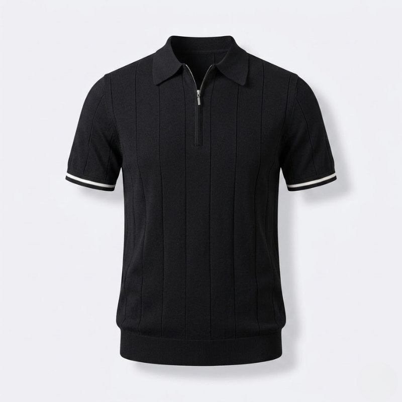 Adonis Pleated Knit Polo Shirt