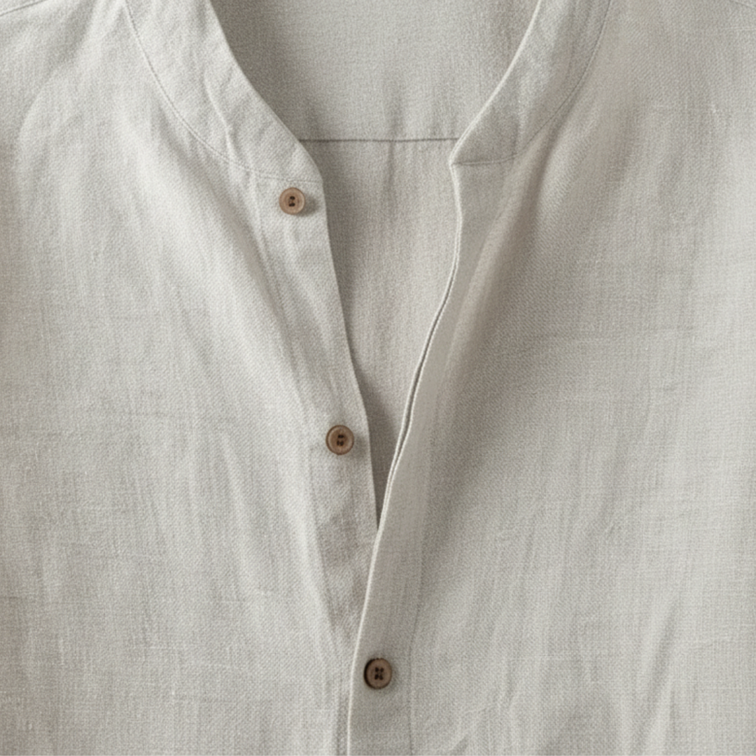 Linen Band Collar Shirt