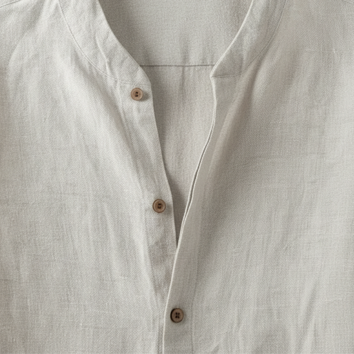 Linen Band Collar Shirt