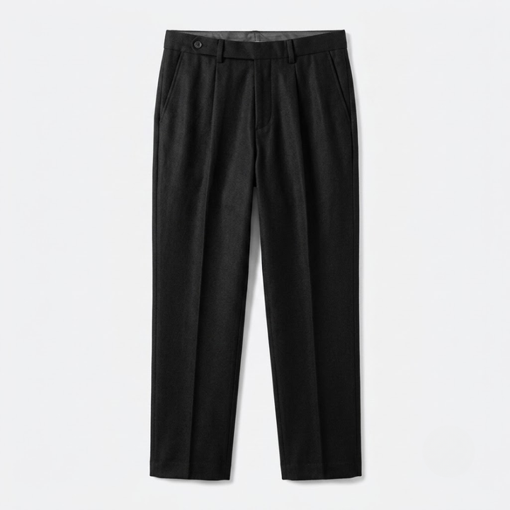Single-Pleat Wool Blend Trousers