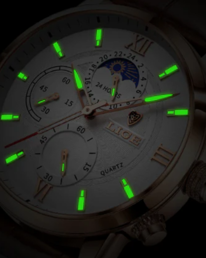 Alden Elegant Chronograph Moonphase Watch – Precision Timepiece