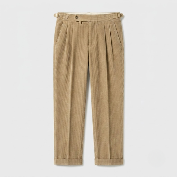High-Rise Pleated Corduroy Trousers